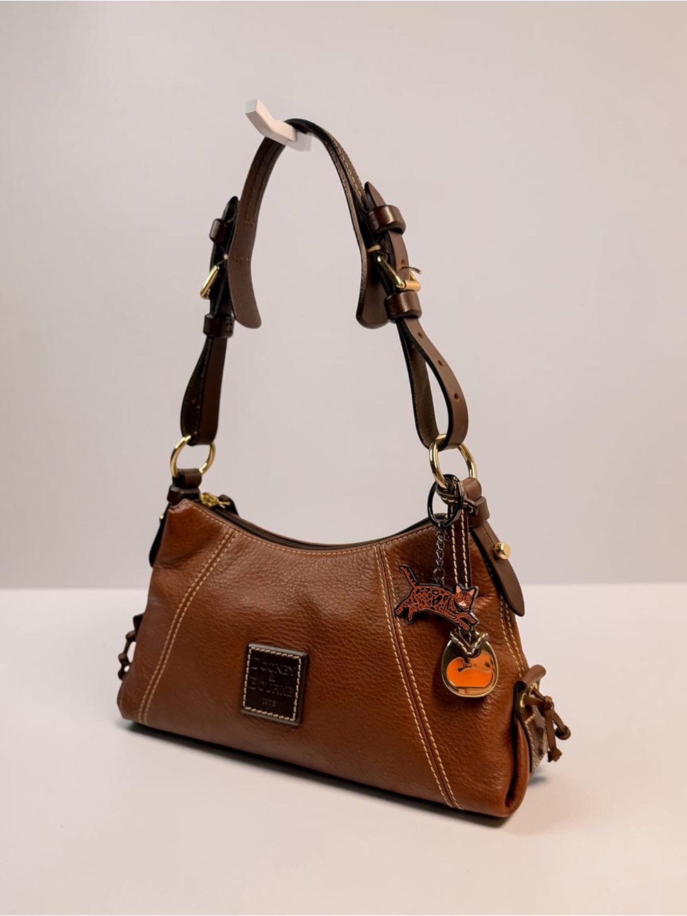 Vintage Dooney & Bourke 1975 Mini East/West Slouch Shoulder Bag & Charm